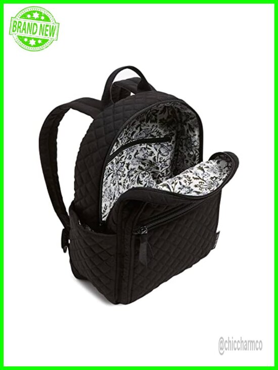 Quilted Cotton Small Backpack with Adjustable Straps, Machine Washable, Zip